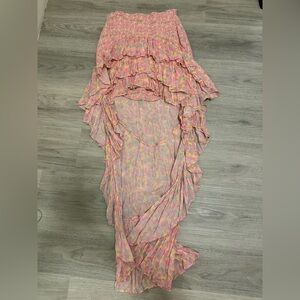 LoveShackFancy Multicolor Floral High Low skirt